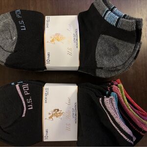 U.S. Polo Assn. Men's Black & Gray& colorful Low-Cut Athletic Socks -2 packs!